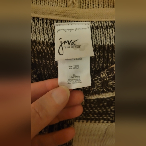 JMS Just My Size 3X Hoodie Sweater Zip Up Front Brown & Beige Long Sleeve - Picture 2 of 6
